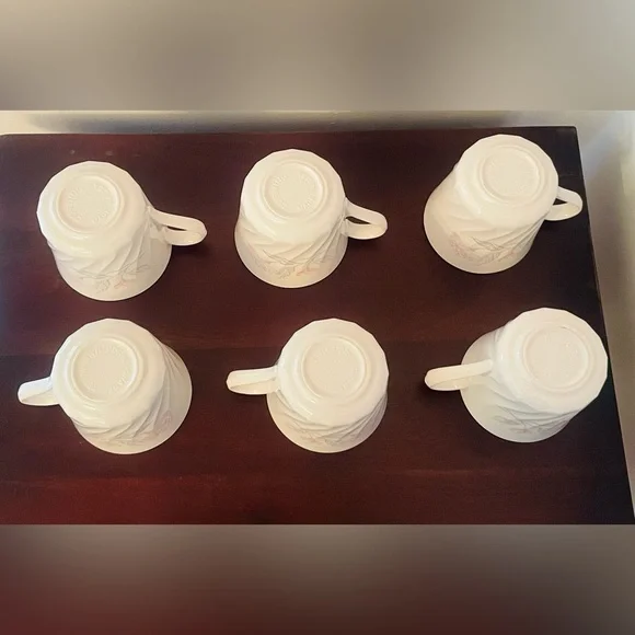 6 Pristine Vintage Corningware Pink Flower Floral Coffee Or Tea Cups - Picture 3 of 7